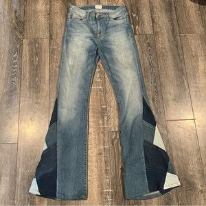 Hudson High Waist Laurel Denim Jeans Flare Leg Patchwork 28/33
